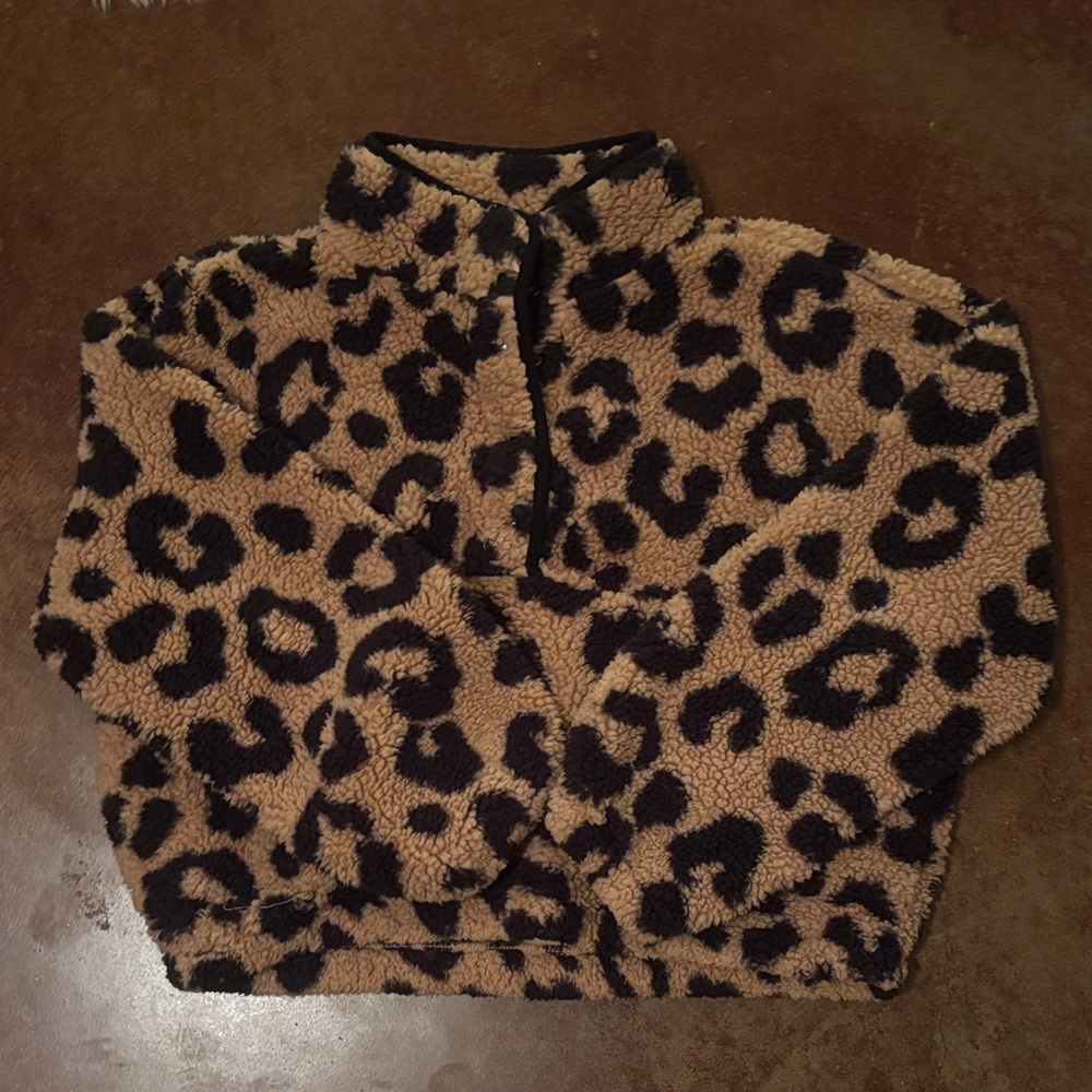 Girls Youth XL Leopard Print Kids Sweater